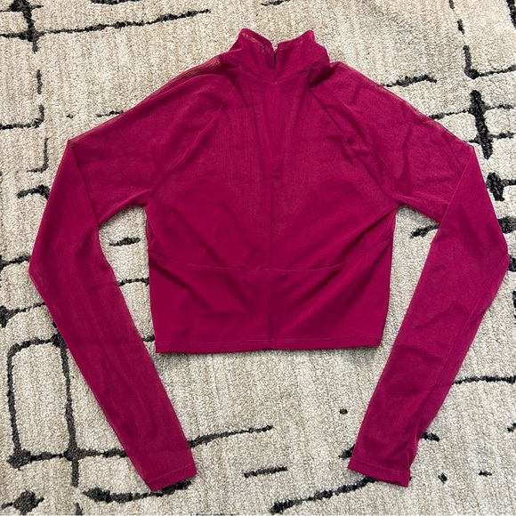 NWOT Fleur du Mal Fuchsia Sheer Crop Top - Picture 13 of 14